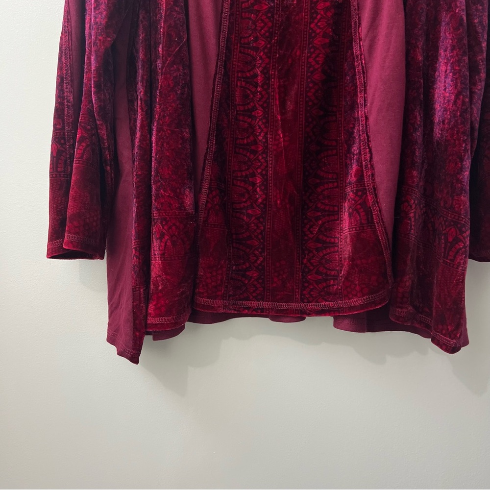 Avenue NWT Burgundy Red Velvet Long Sleeve Fairy Goth Witch Top - Picture 6 of 9